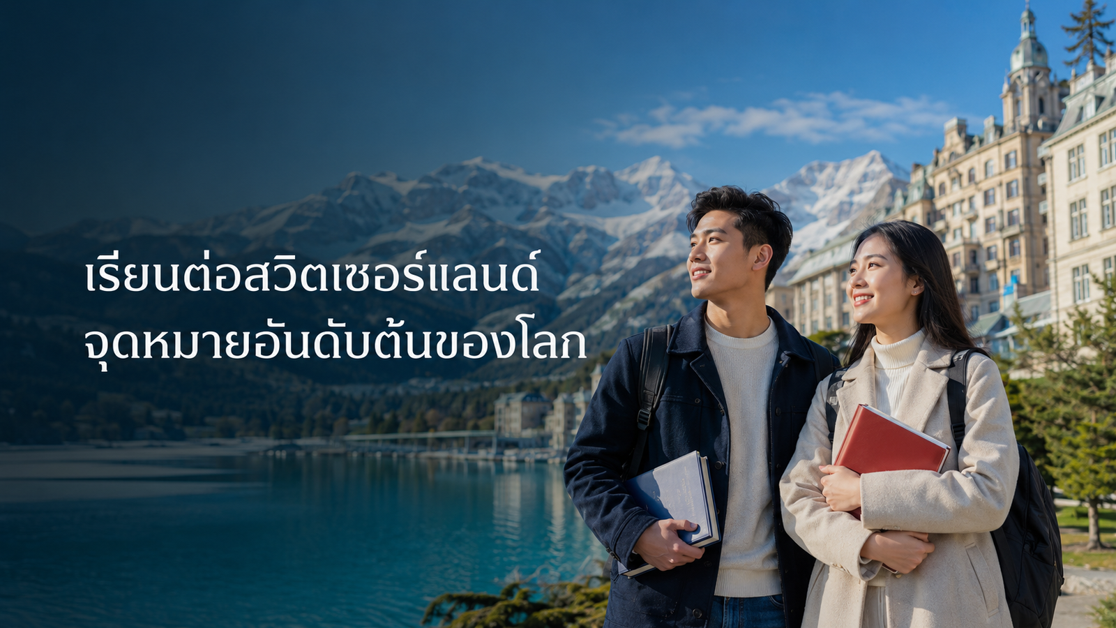 ทิวทัศน์เทือกเขาแอลป์และเมืองในสวิตเซอร์แลนด์ สำหรับผู้สนใจเรียนต่อสวิตเซอร์แลนด์